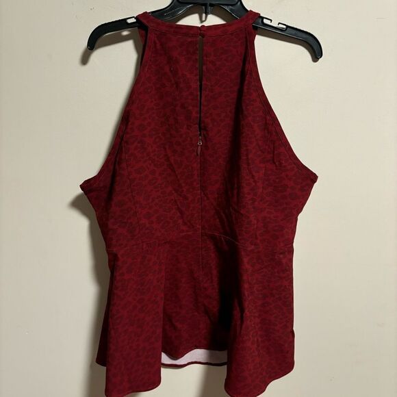 NWT Torrid Leopard Bengaline High Neck Cage Front Peplum Top-  Size 3X (22-24) - Picture 3 of 8
